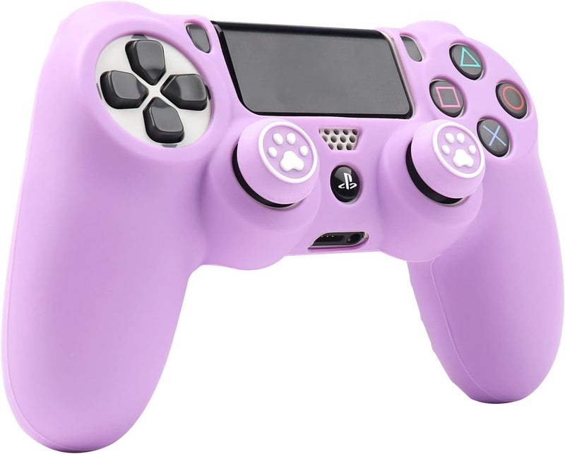 RALAN Purple Controller Skin Silicone for PlayStation 4, Non-Slip Grip Cover Protector Compatible with PS4 Slim/PS4 Pro Controllers with 6 Thumb Grip Caps - Image 3